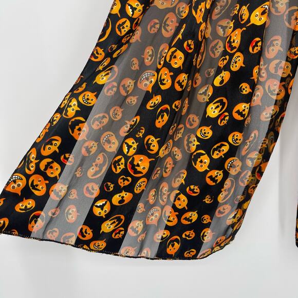 Classic Halloween Pumpkin Face Scarf Black Orange Traditional Spooky Witchcore - Picture 2 of 15